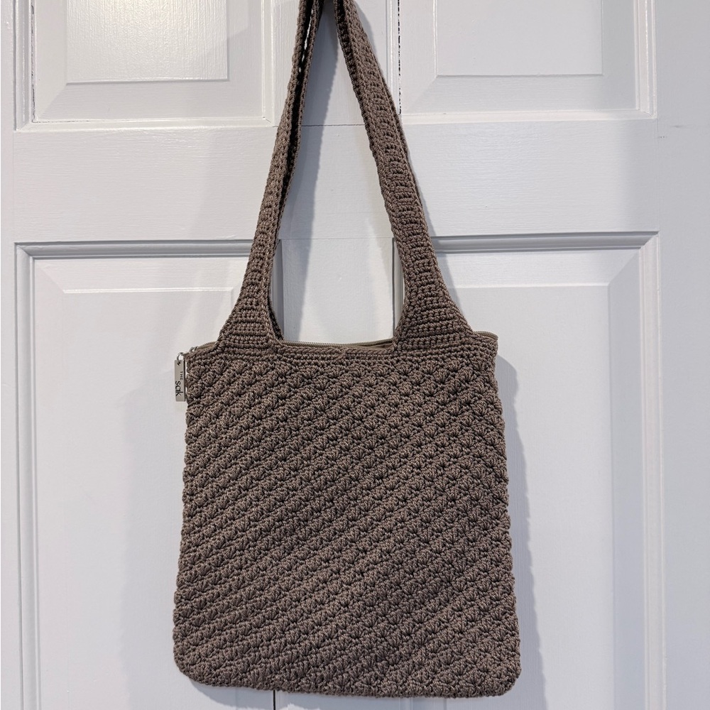 The Sak Taupe Knitted Shoulder Bag